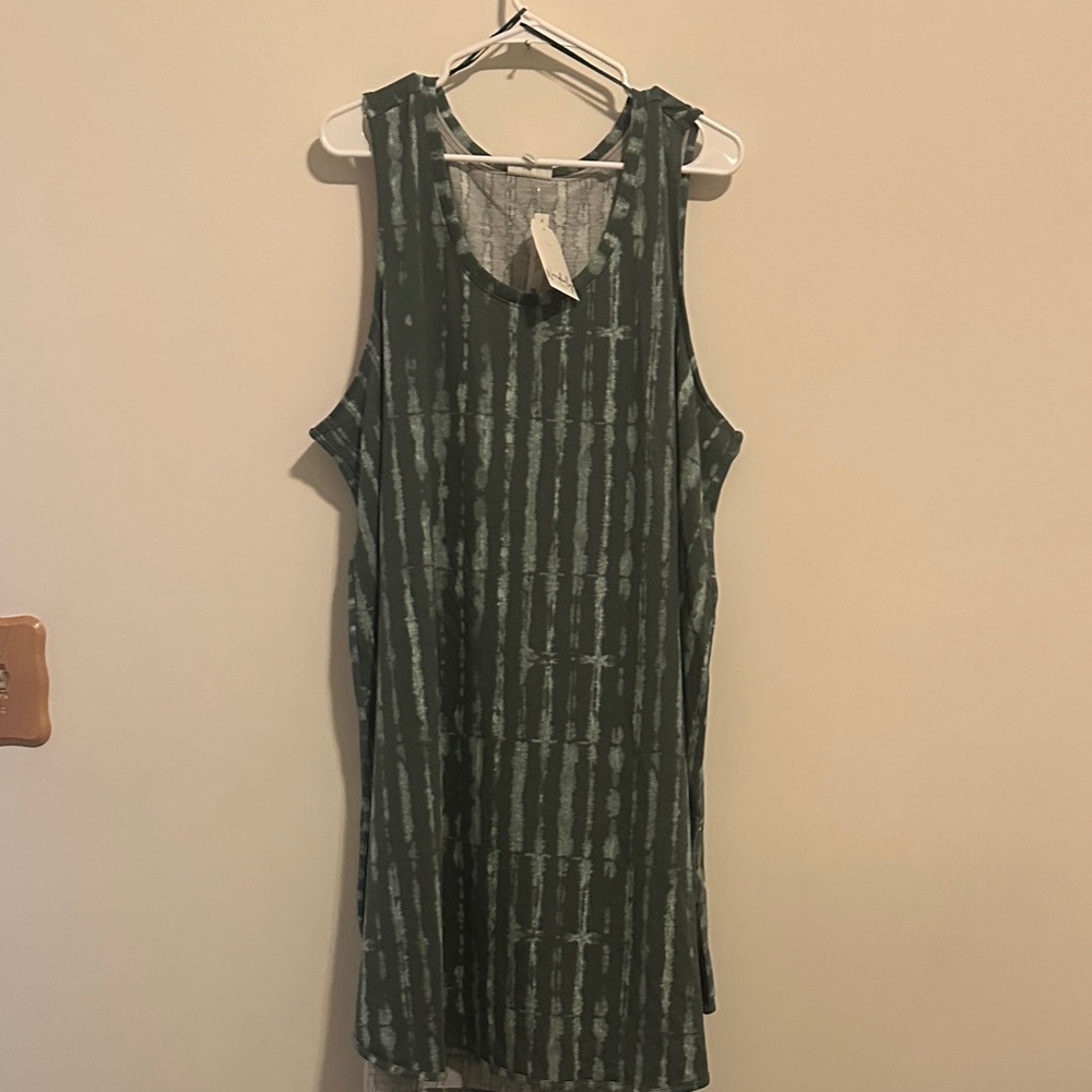 Wonderly green Striped sleeveless Dress